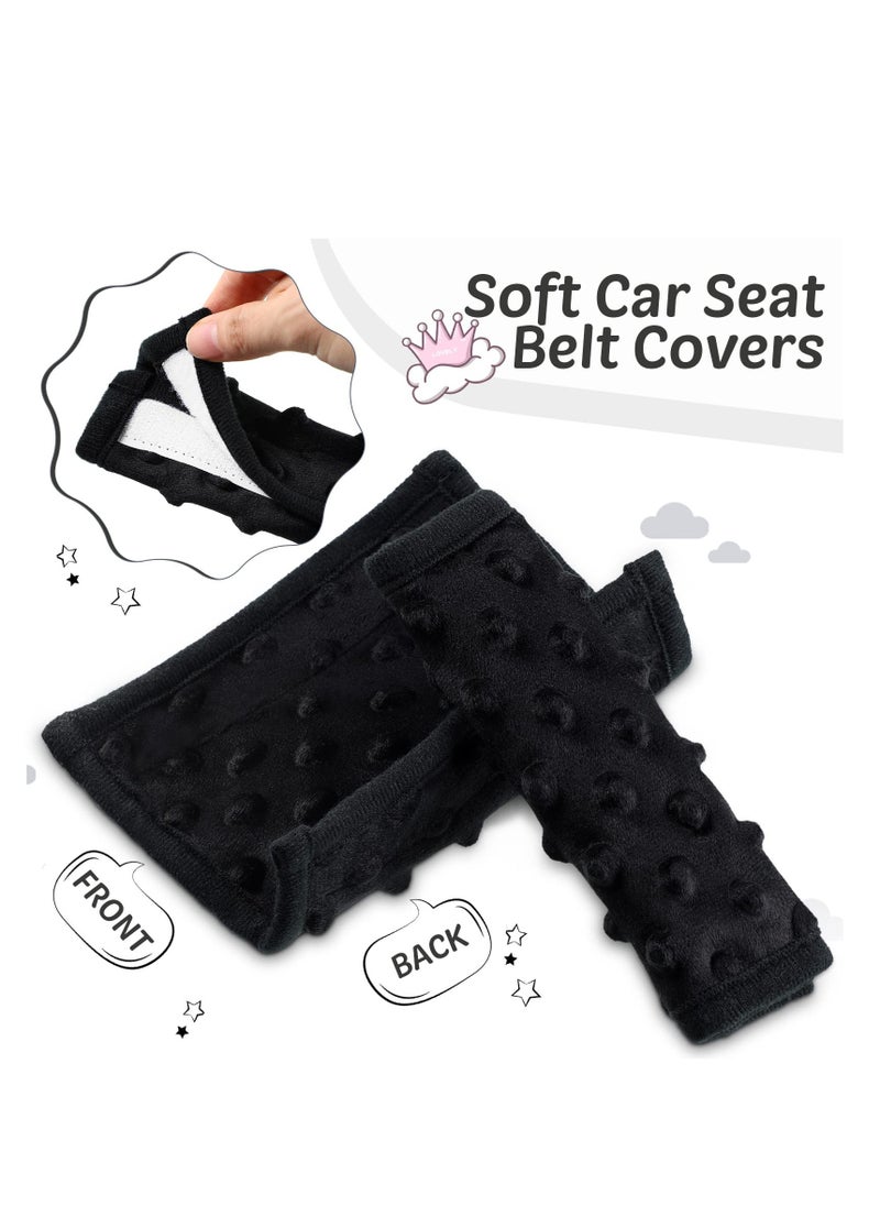 SYOSI - Car Seat Strap Covers, for Babies Soft Car Seat Straps Shoulder Pads, Kid Car Seat Strap Pads Seat Belt Covers, for Baby Infant Seat Belt Cushion for Pushchair Stroller (Black, Gray, Pink) (6 Pieces) - Image 1