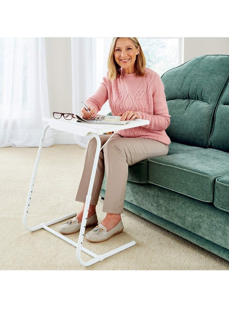 TABLE-MATE Adjustable Multi Position Portable Folding Table Mate For Bed Trey Work Watch TV Dining Study Outdoor & Office Furniture Milk White Energy Class A - Image 2