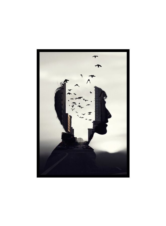 ماركتنا لوحة جدارية قماشية فنية لتزيين الحائط بتصميم عصري مع برواز اسود مجوف مقاس 120x80سم قطعة واحدة - Image 2