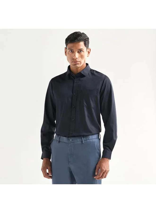 FAV Regular Fit Solid Shirt with Long Sleeves and Pocket