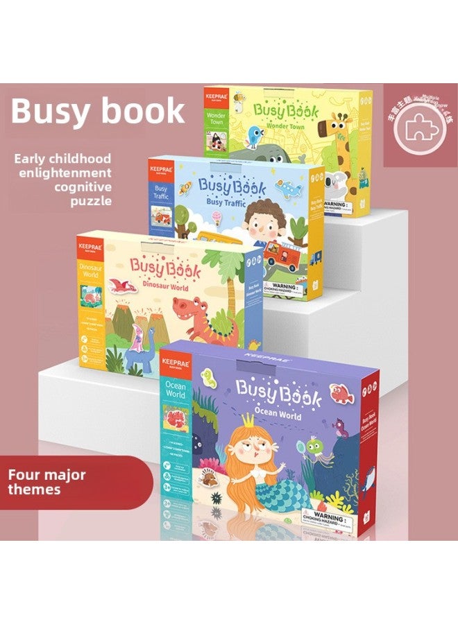 Early Education Cognitive Busy Book Quiet Book Early Teaching Velcro Repeated Stickers Children's Educational Enlightenment Early Education Toys-Color:Underwater World - Image 3