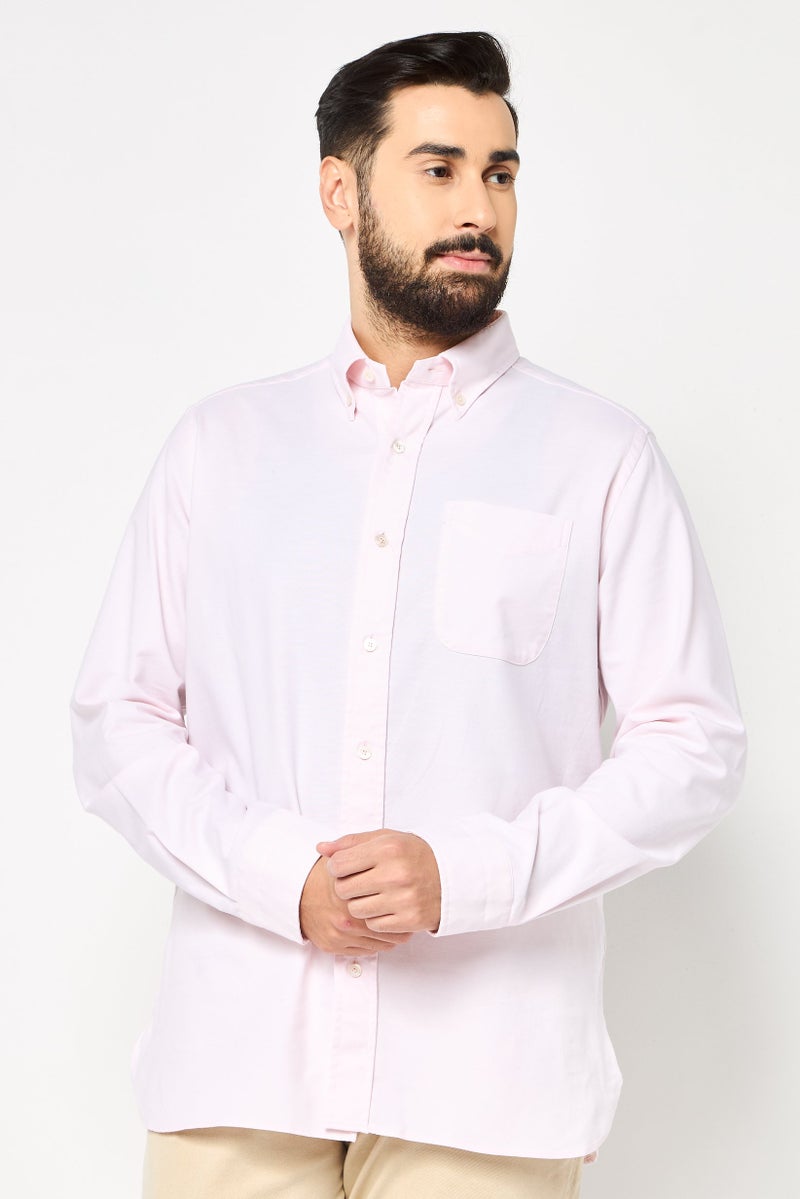 TOM FORD Men Regular Fit Long Sleeve Solid Dress Shirt, Light Pink - Image 1