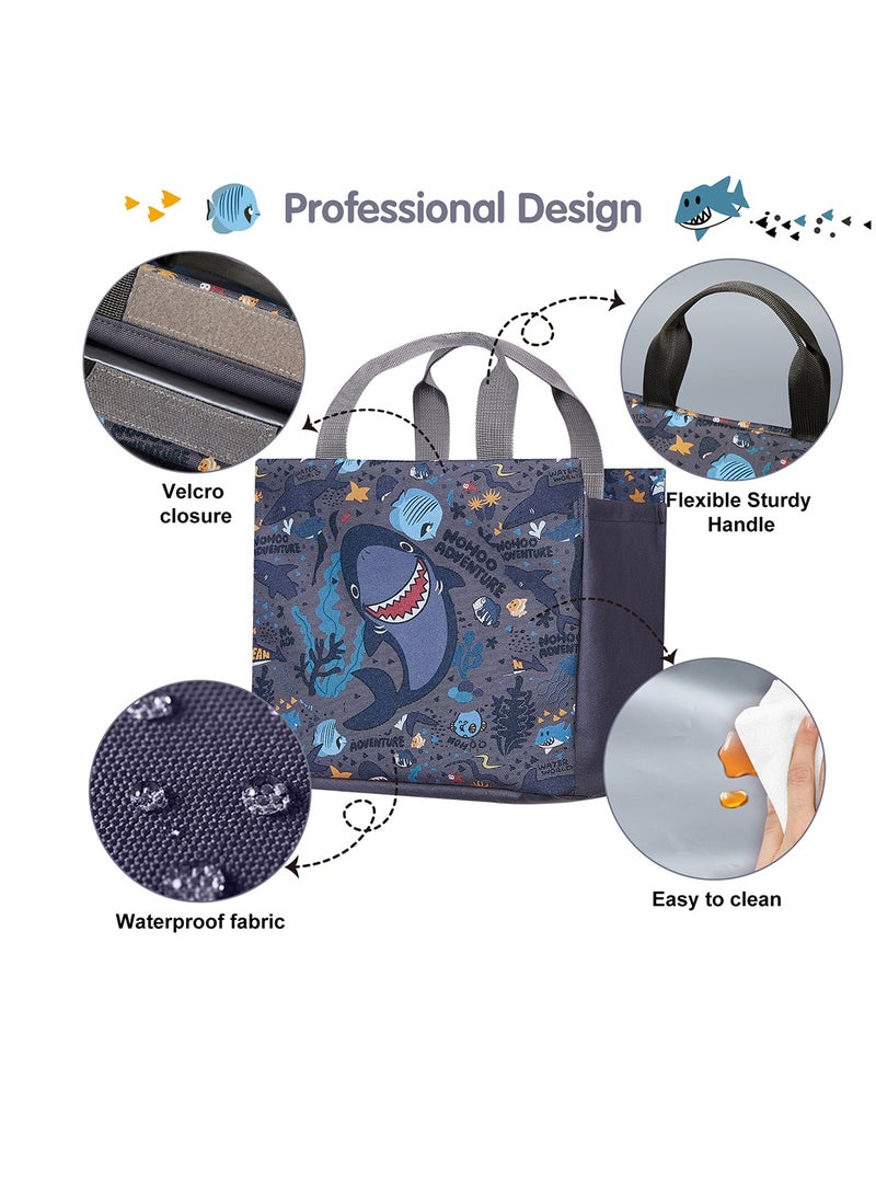 Nohoo Kids Tuition Bag / Hand Lunch Bag Shark - Grey - Image 2
