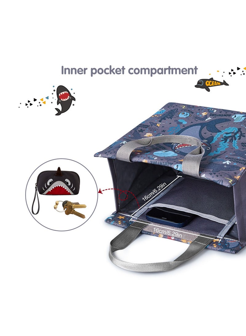 Nohoo Kids Tuition Bag / Hand Lunch Bag Shark - Grey - Image 3