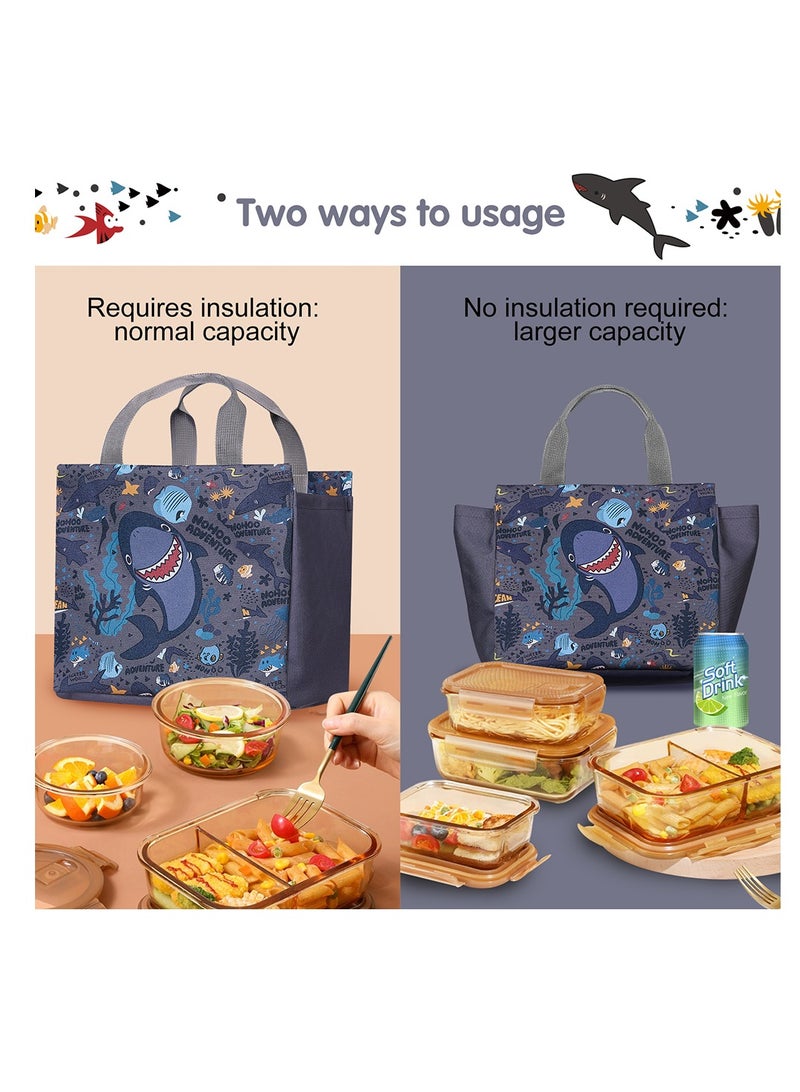 Nohoo Kids Tuition Bag / Hand Lunch Bag Shark - Grey - Image 4