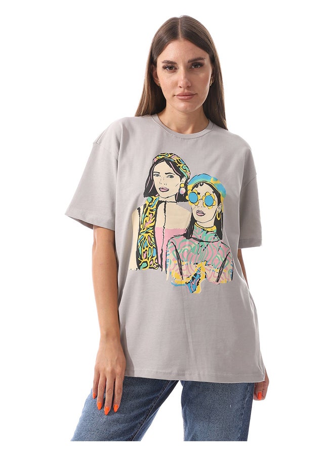 Andora Slip On Cotton Round Neck Tee_Grey - Image 4