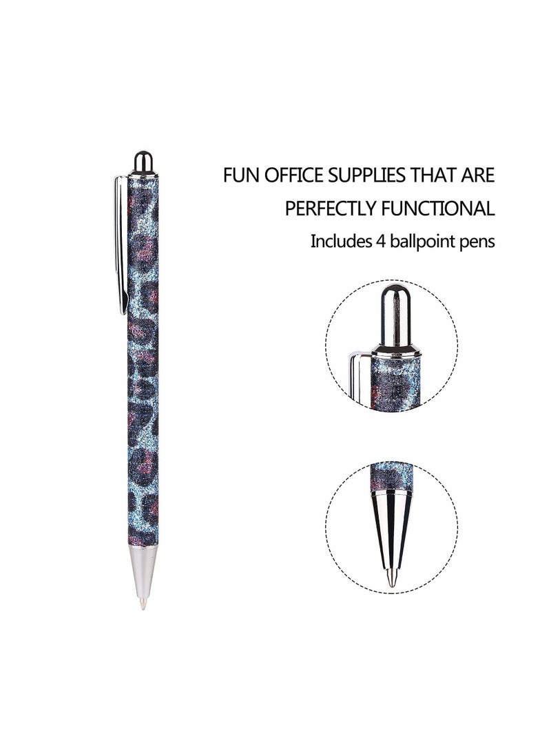 XiuWoo Ballpoint Pens  Comfortable Writing Metal Retractable Pretty Journaling Black Ink Medium Point 1.0 mm Click Cute Pens Office Supplies for Women & Men (4Pcs) - Image 5