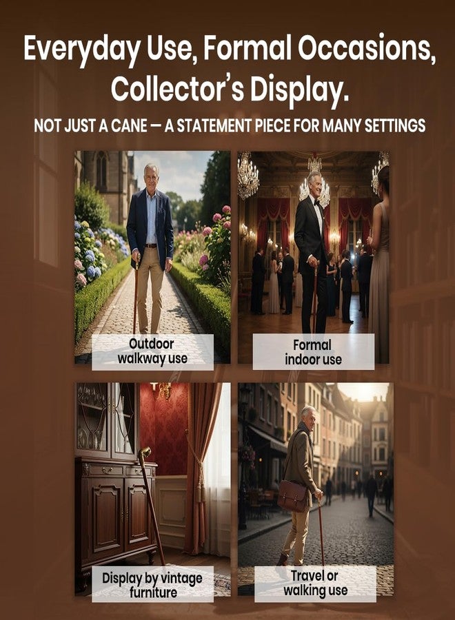 NauticalMart Brass Walking Cane - Handmade Decorative Cane with Unique Design, Victorian Style, 37 Inch Steampunk Walking Stick for Elegant Support and Comfort - Image 5
