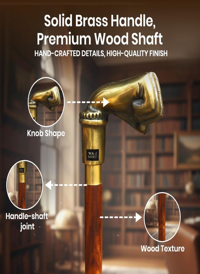NauticalMart Brass Walking Cane - Handmade Decorative Cane with Unique Design, Victorian Style, 37 Inch Steampunk Walking Stick for Elegant Support and Comfort - Image 3