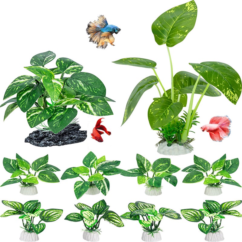 MyLifeUNIT Betta Fish Tank Decor, 10 Pack Silk Aquarium Plants for Aquarium Decoration and Fish Tank Decoration - Image 1