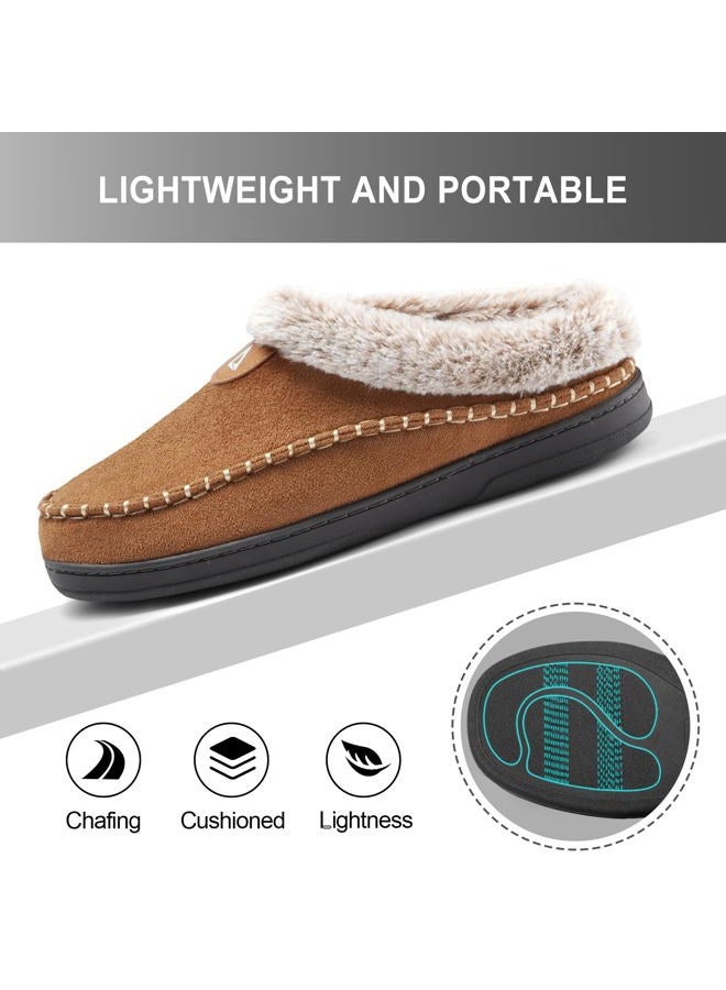 ATHMILE Mens Slippers Warm Moccasin Memory Foam House Shoes Indoor Outdoor Fuzzy Plush Lined Slippers for Home Bedroom, Brown, 11-12 - Image 5