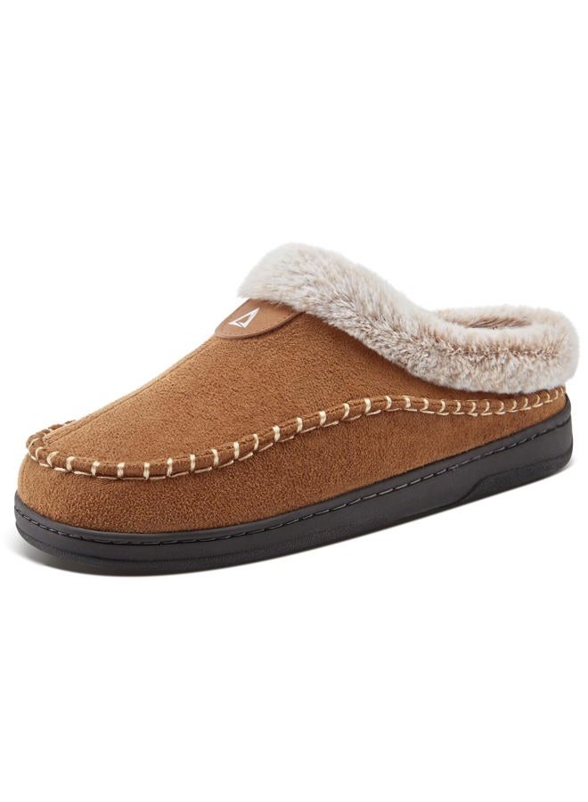 ATHMILE Mens Slippers Warm Moccasin Memory Foam House Shoes Indoor Outdoor Fuzzy Plush Lined Slippers for Home Bedroom, Brown, 11-12 - Image 1