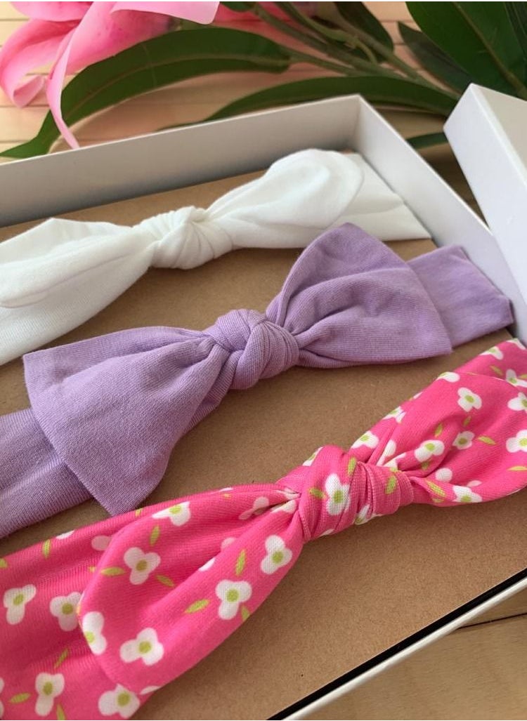 The Girl Cap The Girl Cap Elastic Baby Headband Stretchable Cotton Assorted Hairbands Hair Accessories for Baby - Multicolor - 3PCS  - Image 2