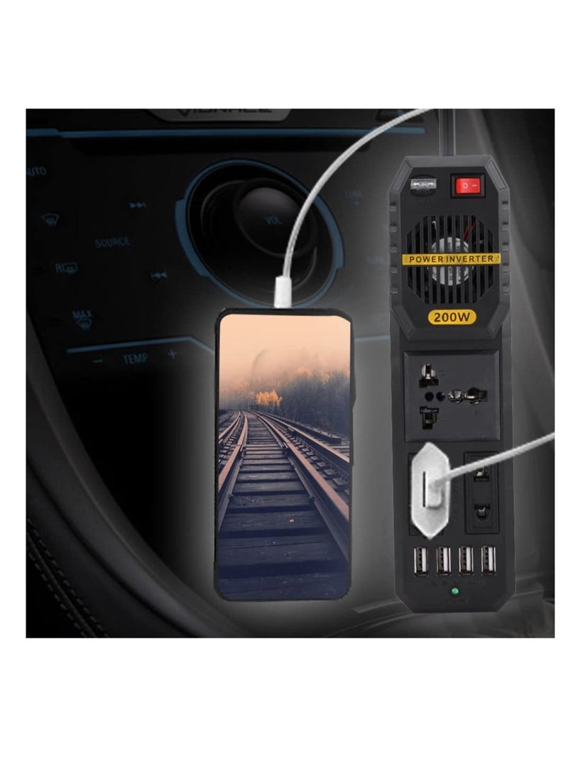 BGM 200W Mini Car Vehicle Inverter DC 12V to AC 220V USB Output High-power Power Inverter Small Car Special Edition【Magicalworld】  - Image 2