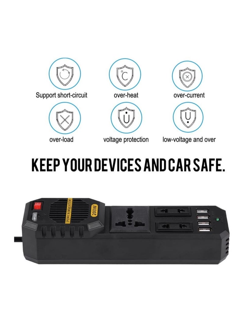 BGM 200W Mini Car Vehicle Inverter DC 12V to AC 220V USB Output High-power Power Inverter Small Car Special Edition【Magicalworld】  - Image 3