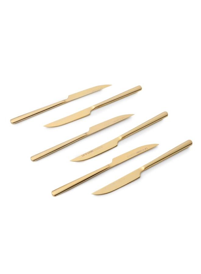 Life Smile 12pcs Cutlery Set, 18/10 Stainless Steel, Flatware Set, 12pcs Fruit Knife, Shine Champagne Gold, for Home Kitchen, Mirror Polished - Dishwasher Safe - Image 3