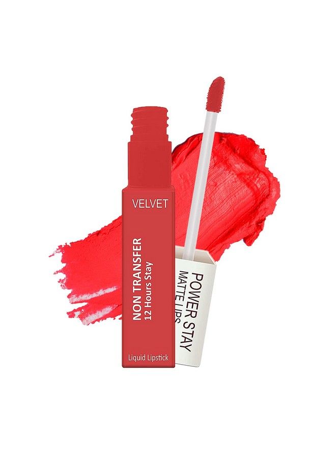krayons - Power Stay Nontransfer 12Hrs Stay Matte Liquid Lipstick Mask Proof Smudgeproof Longlasting 4Ml (Burnt Orange) - Image 1