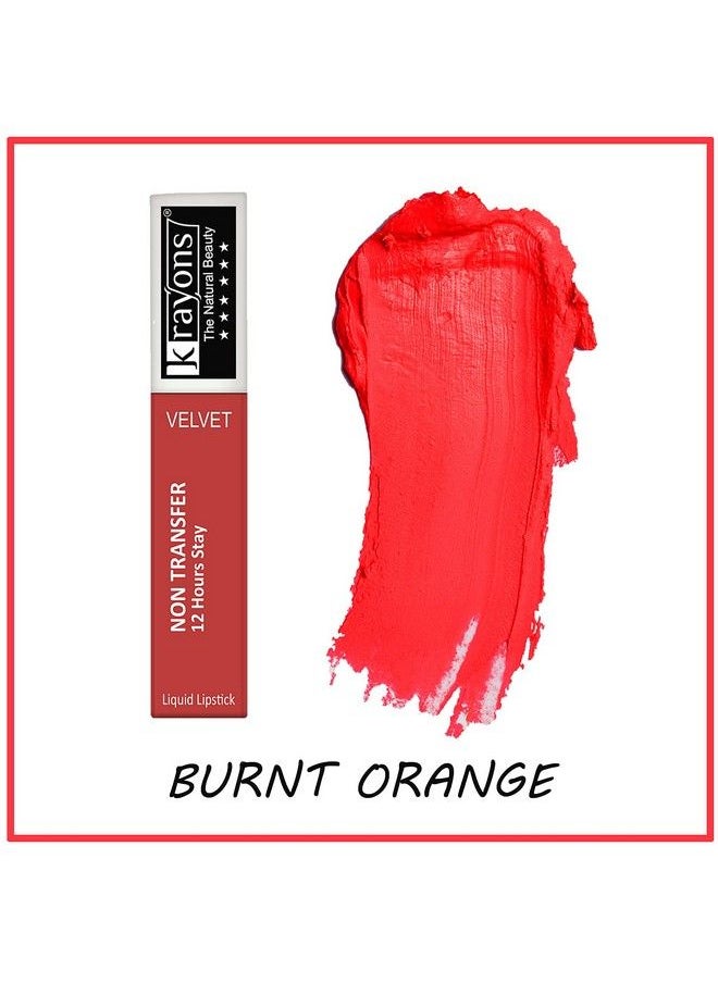 krayons - Power Stay Nontransfer 12Hrs Stay Matte Liquid Lipstick Mask Proof Smudgeproof Longlasting 4Ml (Burnt Orange) - Image 1