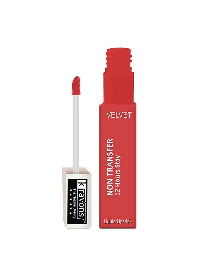krayons - Power Stay Nontransfer 12Hrs Stay Matte Liquid Lipstick Mask Proof Smudgeproof Longlasting 4Ml (Burnt Orange) - Image 1