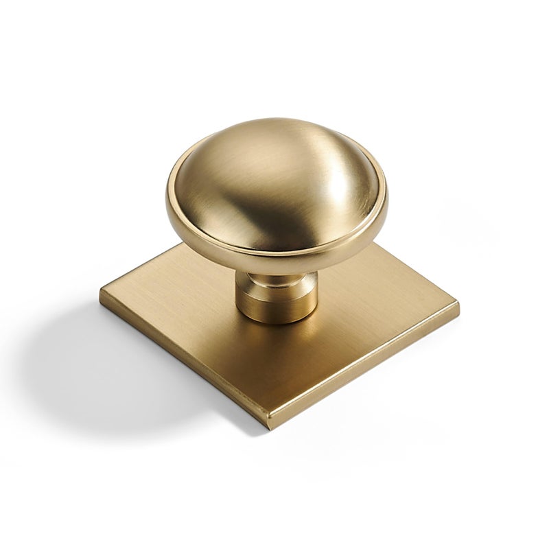khtumeware 10Pack Heavy Duty Solid 112 Inch Cabinet Knob with BackplateBrushed Brass Drawer Knobs with Back Plate Ideal for Dressers and Kitchen cabinets