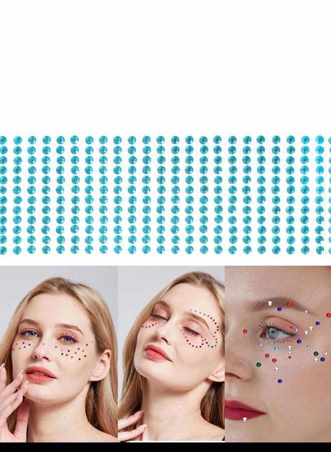 300 قطعة ملصقات تاتو الوجة والجسم من حجر الراين ذاتية اللصق احجار كريستالية لامعة مناسبة لتزيين الوجه والجسم والأظافر
