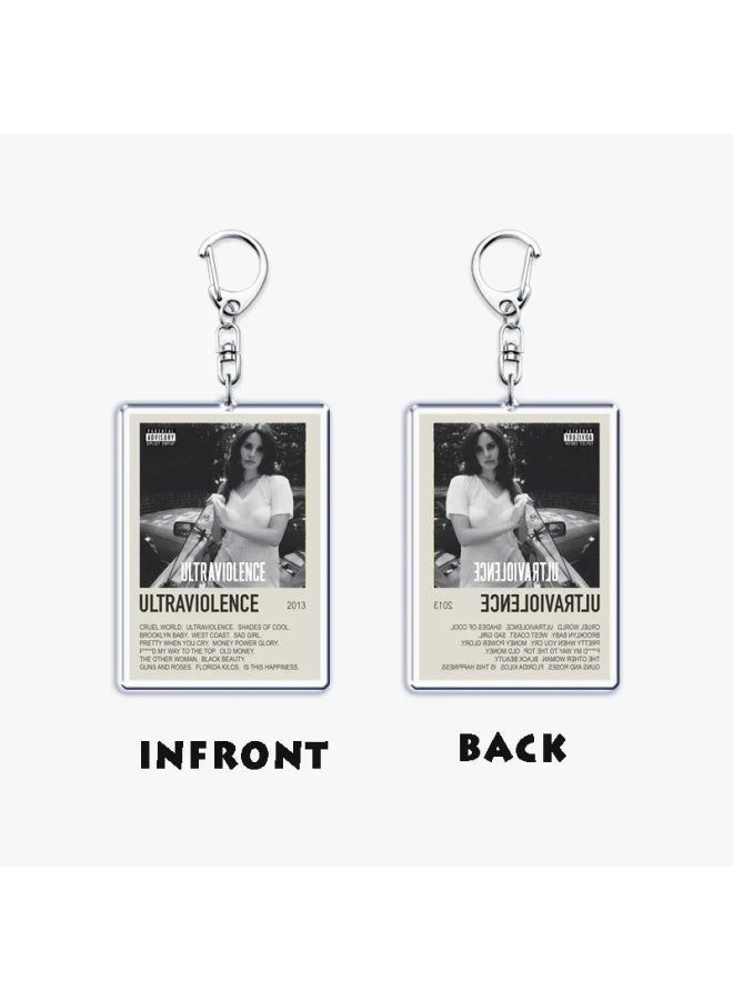Generic Hot Lana Del Rey Minimalist Poster Keychain for Bag Pendant Born To Die Ultraviolence Key Chain Ring Keyring Jewelry Fans Gift-Color:13-Ships From:CHINA  - Image 5