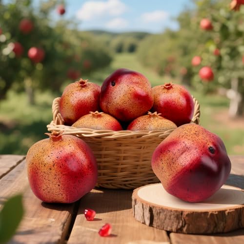 Woration 6 PCS Artificial Fake Pomegranates Faux Realistic Simulation Fruits Vivid Pomegranate for Home Ornament Party Desk Office Restaurant Decorations Props - Image 5