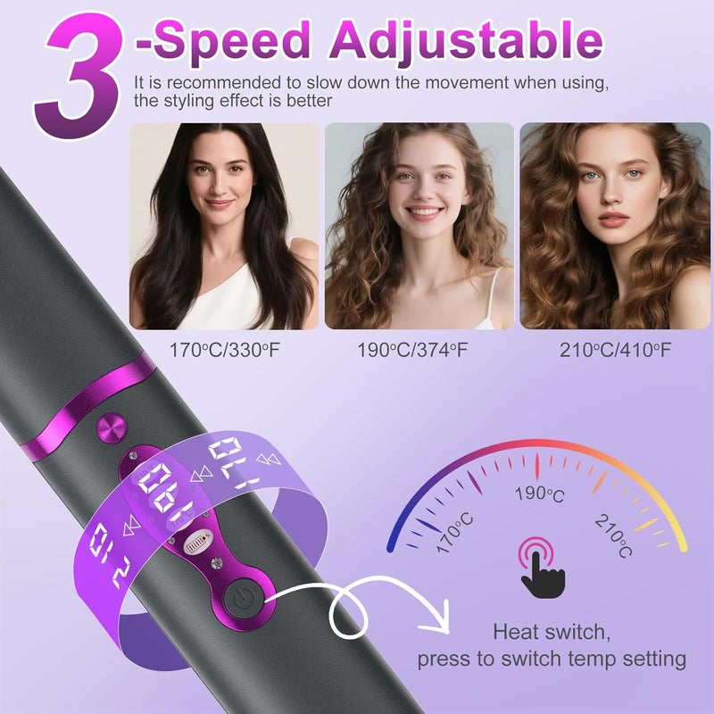 7JI 2 in 1 Cordless Hair Straightener Curler,Mini Portable Travel Wireless Straightener,Fast Heating, Anti-Scald 3-Level Straightener,Straight Hair and Curly Hair, Type-C Rechargeable (Grey) - Image 2