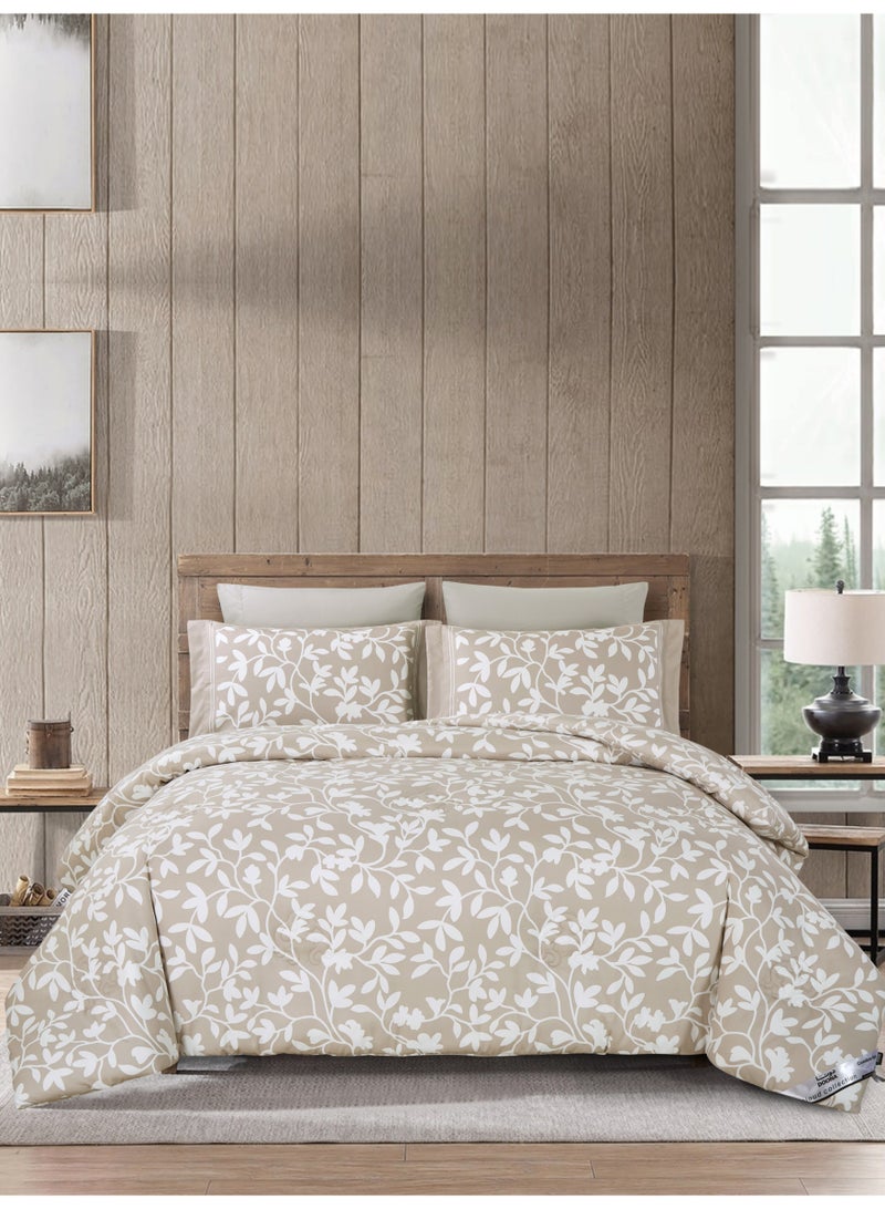 Doona Printed 4-Pcs Queen Comforter Bedding Set Fits 160x200cm -Includes Comforter, Fitted Sheet, Pillow Shams & Pillowcases – Soft Microfiber Fabric with Soft 350 GSm Filling - Image 1