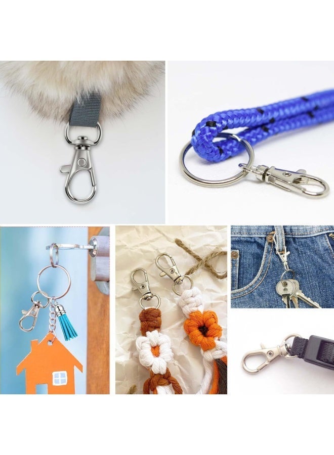 Yunpy 100 Rotating Keychains with Key Rings, 50 Keychain Clips & 50 Key Rings, Metal Hooks Keychain Hooks Keychain Accessories for Keychain Clip Lanyard, Jewelry Making, Crafts, Bag Accessories & DIY Crafts, Silver - Image 4
