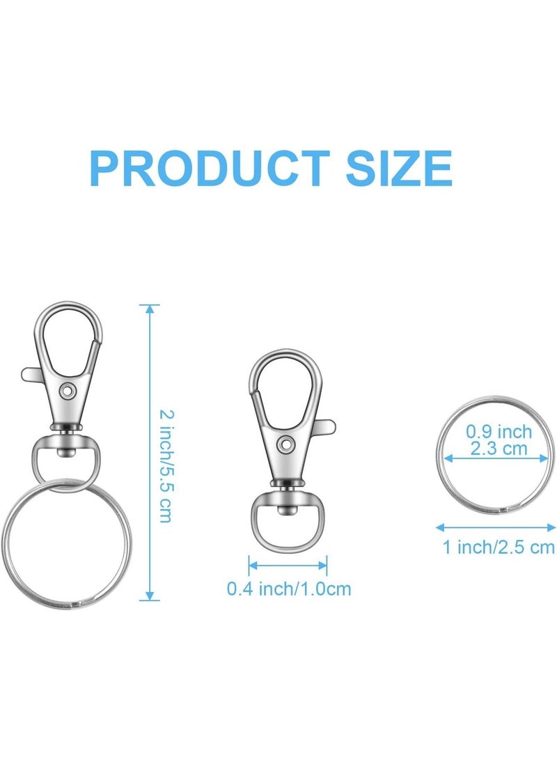 Yunpy 100 Rotating Keychains with Key Rings, 50 Keychain Clips & 50 Key Rings, Metal Hooks Keychain Hooks Keychain Accessories for Keychain Clip Lanyard, Jewelry Making, Crafts, Bag Accessories & DIY Crafts, Silver - Image 2