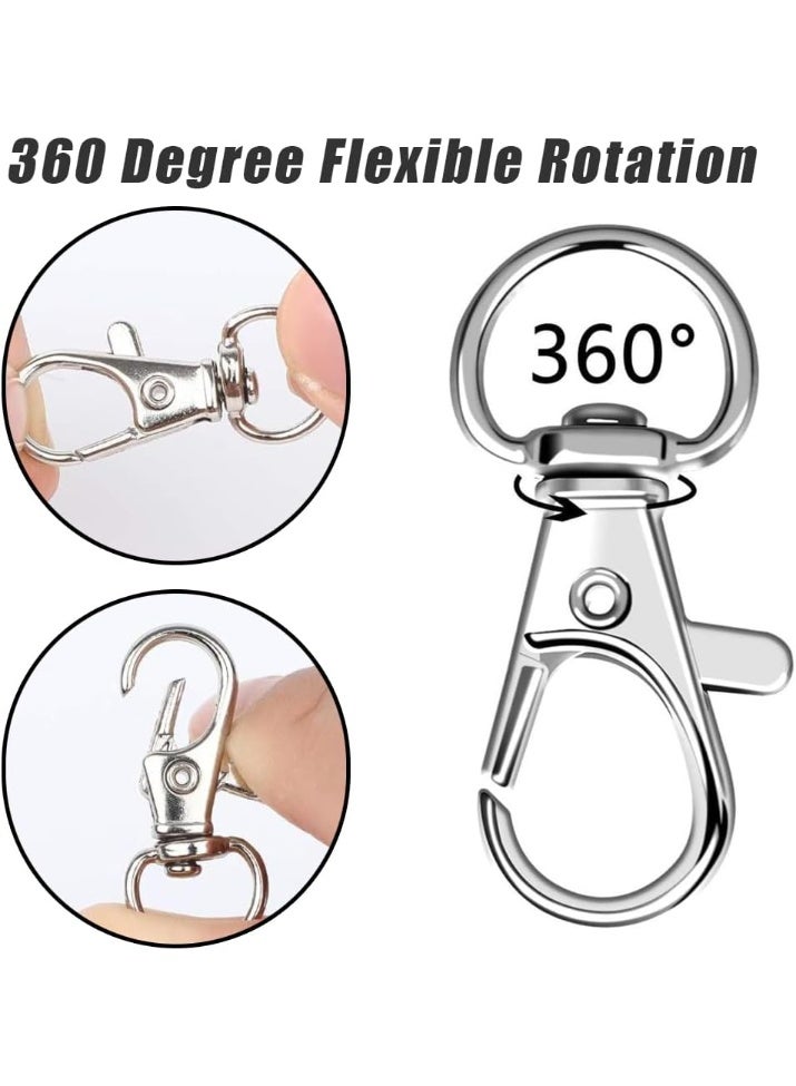 Yunpy 100 Rotating Keychains with Key Rings, 50 Keychain Clips & 50 Key Rings, Metal Hooks Keychain Hooks Keychain Accessories for Keychain Clip Lanyard, Jewelry Making, Crafts, Bag Accessories & DIY Crafts, Silver - Image 3