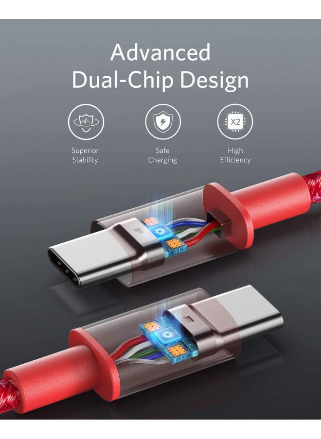 Anker - Anker 100W 10ft, New Nylon USB C to USB C Cable 2.0, Type C Charging Cable Fast Charge for MacBook Pro 2020, iPad Pro 2020, Air 4, Galaxy S20, Pixel, Switch, LG, and More(Red) - Image 1