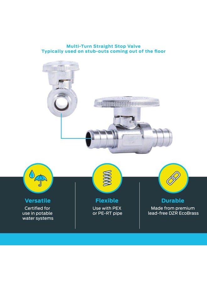 SharkBite 23063LF PEX Straight Shut Off Valve for Faucet or Toilet Installation, 1/2-Inch x 1/2-Inch, Silver - Image 3