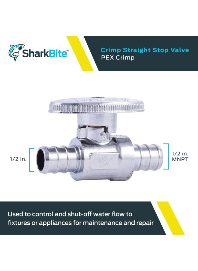 SharkBite 23063LF PEX Straight Shut Off Valve for Faucet or Toilet Installation, 1/2-Inch x 1/2-Inch, Silver - Image 2