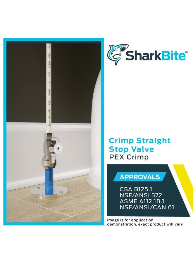 SharkBite 23063LF PEX Straight Shut Off Valve for Faucet or Toilet Installation, 1/2-Inch x 1/2-Inch, Silver - Image 5