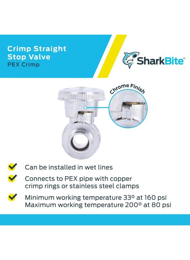 SharkBite 23063LF PEX Straight Shut Off Valve for Faucet or Toilet Installation, 1/2-Inch x 1/2-Inch, Silver - Image 4