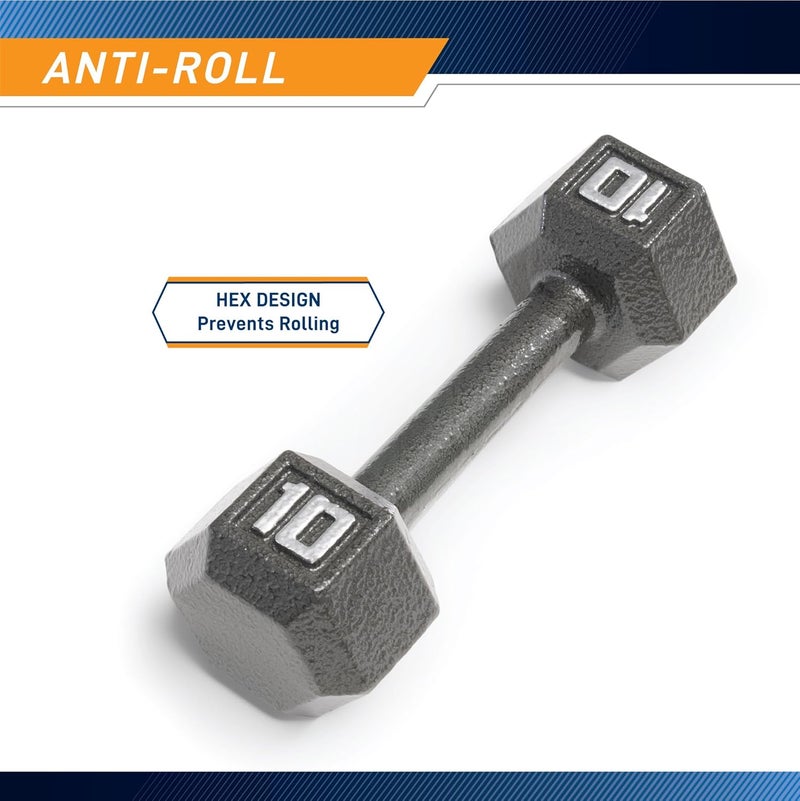 Marcy Cast Iron Hex Dumbbells Collection - Available size from 3-lb to 100-lb, SOLD INDIVIDUALLY - Image 3