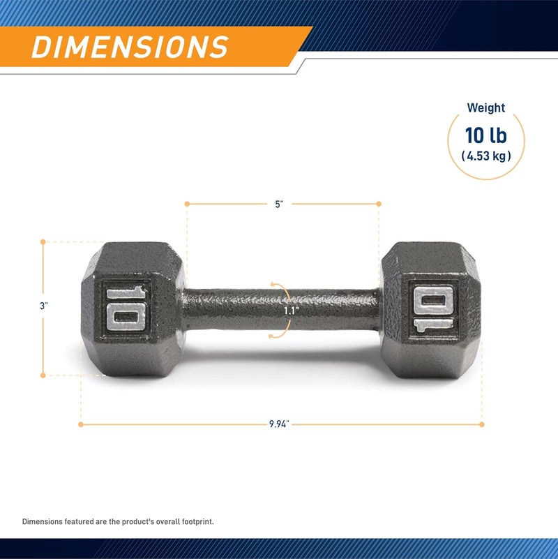Marcy Cast Iron Hex Dumbbells Collection - Available size from 3-lb to 100-lb, SOLD INDIVIDUALLY - Image 2