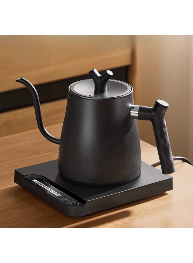 ماكدو غلاية كهربائية ذات عنق معقوفة، غلاية شاي كهربائية ذكية من الفولاذ المقاوم للصدأ سعة 1 لتر، غلاية شاي كهربائية ذكية من الفولاذ المقاوم للصدأ، إيقاف تشغيل تلقائي + تحكم ذكي في درجة الحرارة، تسخين سريع 1000 وات (أسود) - Image 1