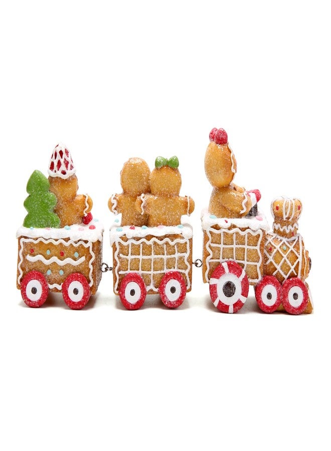 Hodao 9.25” Length Christmas Gingerbread Man Train Decorations Xmas Train Figurines Winter Decor Handmade Polyresin Gingerbread Man Figurine for Xmas Decor Gift - Christmas Party Home Decor - Image 3