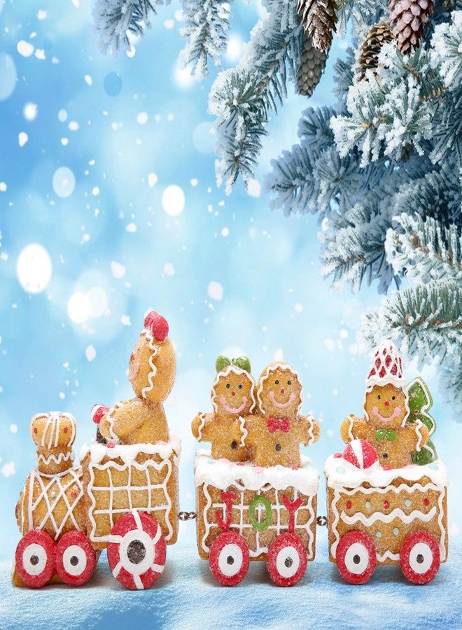 Hodao 9.25” Length Christmas Gingerbread Man Train Decorations Xmas Train Figurines Winter Decor Handmade Polyresin Gingerbread Man Figurine for Xmas Decor Gift - Christmas Party Home Decor - Image 5