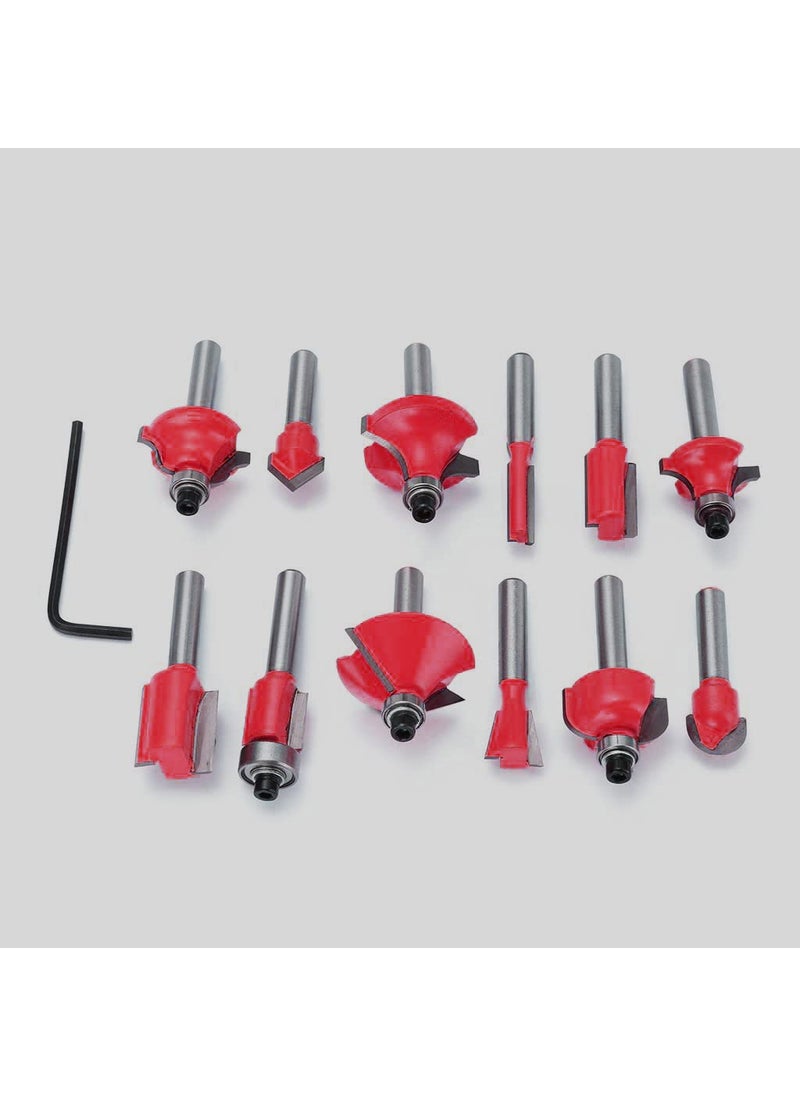MLD MLD Tungsten Carbide Router Bits - 12 Piece Router Bit Set with 1/2-Inch Shank for Doors,Tables,Shelves,Cabinets,DIY Woodwork (Size 8 mm,Color-Multi, Material-Carbon steel)  - Image 1