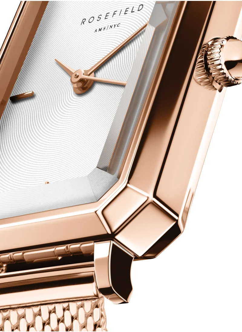 RoseField Rosefield Octagon XS Mesh White Rose gold Women Watch - OWRMR-O59
