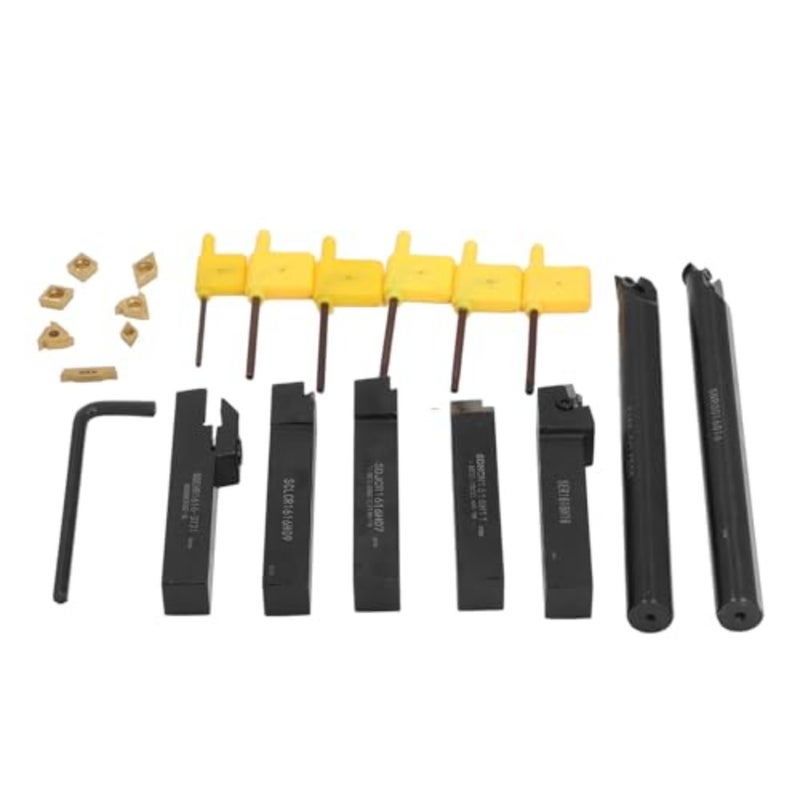 Metal Lathe Tool Steel Alloy 7pcs Small Carbide Insert Holder and Light with 7 Different Angles High Holding Ideal for Precise Cutting - Image 1