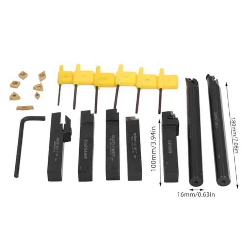 Metal Lathe Tool Steel Alloy 7pcs Small Carbide Insert Holder and Light with 7 Different Angles High Holding Ideal for Precise Cutting - Image 3