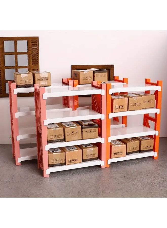 Adjustable Orange 4 Tier Storage Shelf With 6 Compartments 2 Drawers 2 Shelves - Image 4
