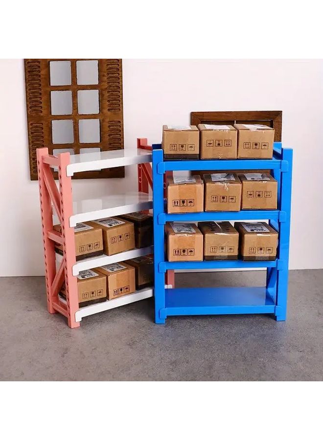 Adjustable Orange 4 Tier Storage Shelf With 6 Compartments 2 Drawers 2 Shelves - Image 3
