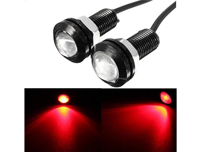 AUTO MT 2 قطعة ضوء عين النسر الأحمر 18 مم مصابيح LED عين النسر 9 واط مصابيح تشغيل نهارية إشارة وقوف السيارات للسيارات لموتوسيكل 2 قطعة ضوء عين النسر العالمي LED - Image 1