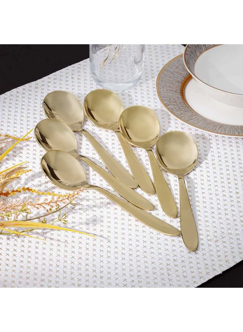 DANUBE HOME Pvd Lotus 6-Piece Soup Spoon Gold 18 X 4.4CM
